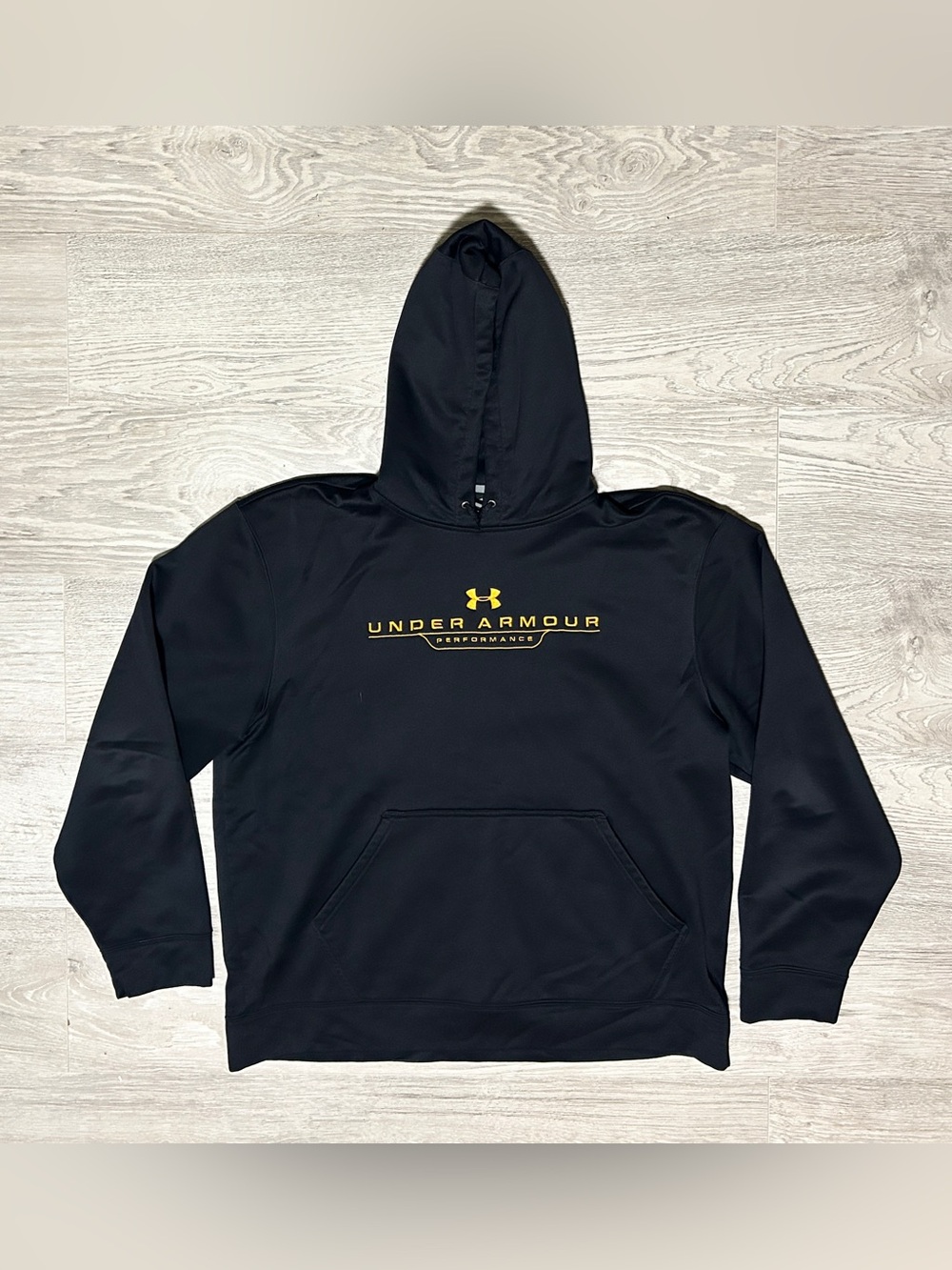 Under Armour Black Hoodie with Yellow Logo Performance Pullover